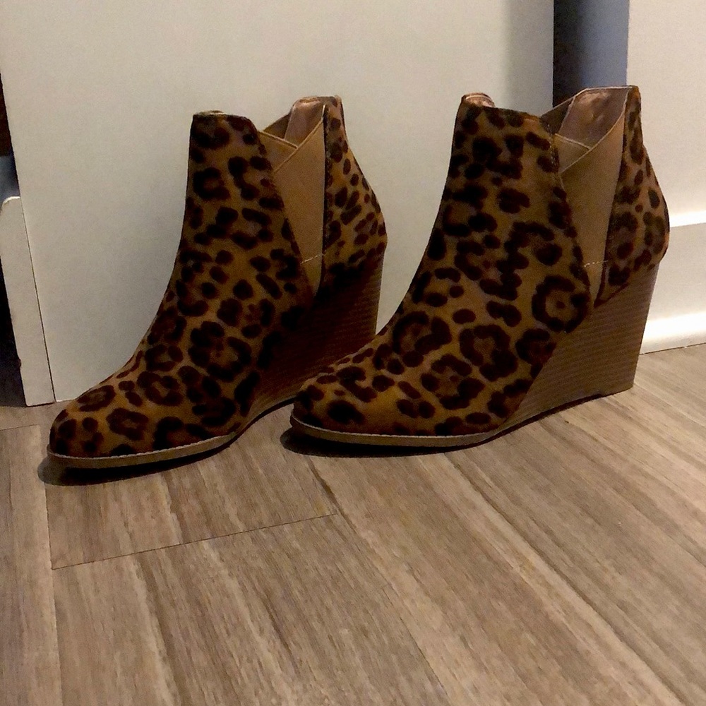 Mata Shoes Leopard print wedge booties (Modcloth)